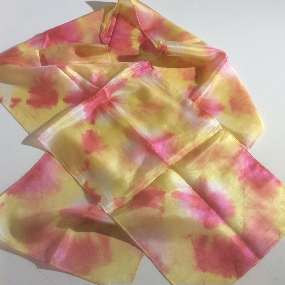 Shiela Rose Pink Yellow Tie Dye Scarf Tie *HOLES